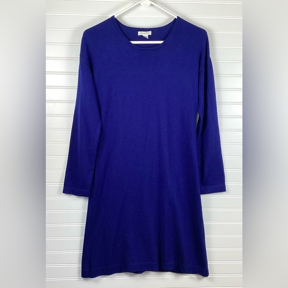 Garnet Hill 100% Merino Wool Crewneck Sweater Dress Loose Gray Pockets Medium - Picture 1 of 15